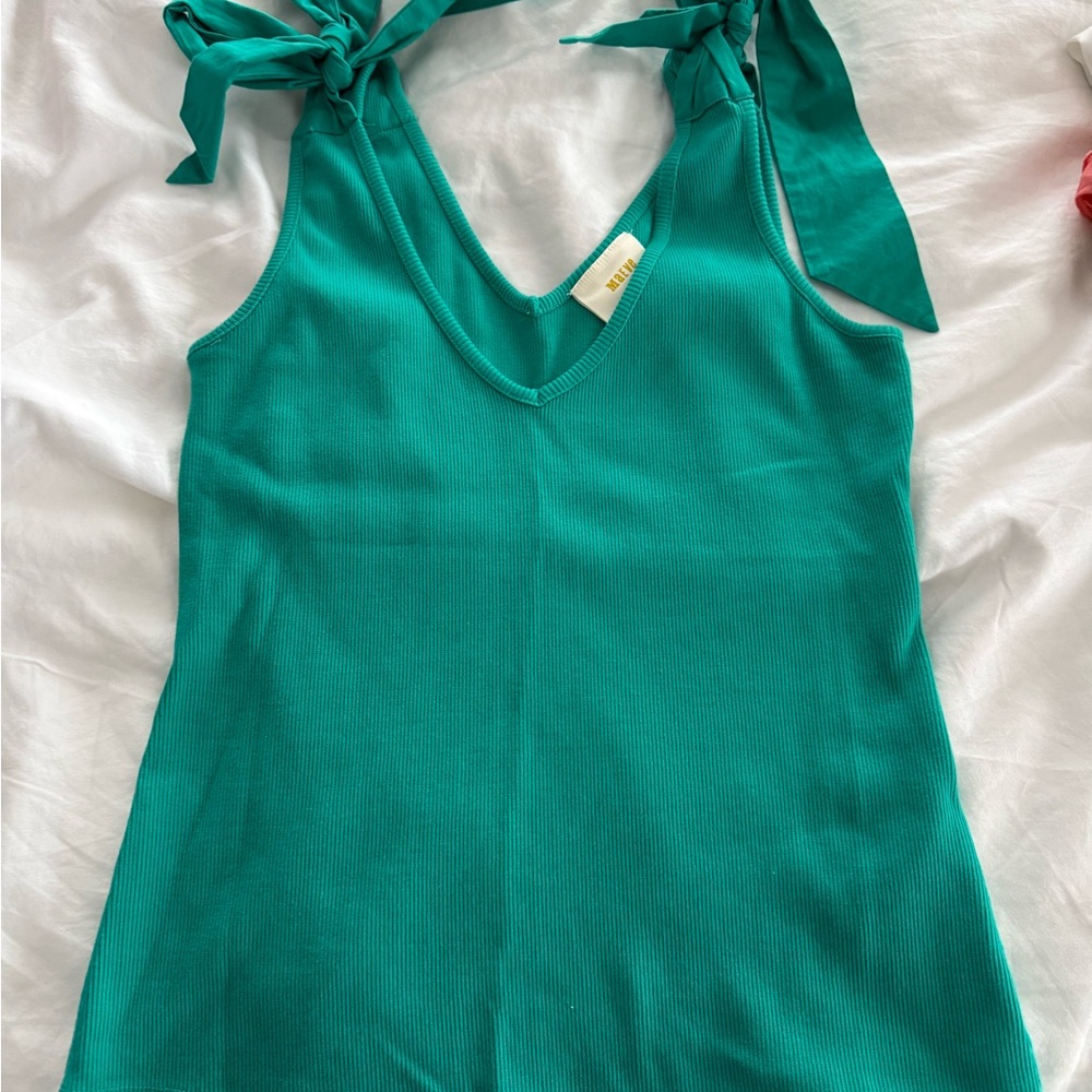 Anthropologie Teal Tie-Strap Tank Top
